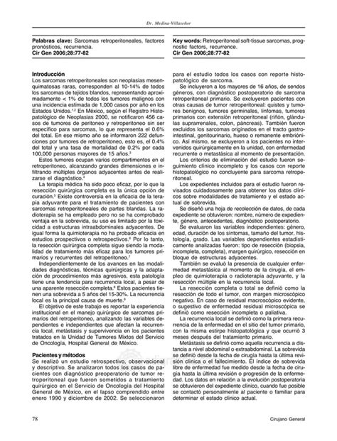 Sarcomas Retroperitoneales Pdf