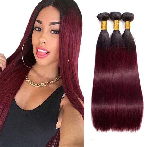 Amazon B J Red Bundles Human Hair Ombre Burgundy Bundles