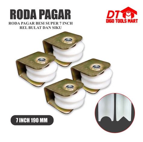 Roda Pagar Nylon Nilon 7 Inci Rel Bulat Dan Lancip Siku 1 Pcs