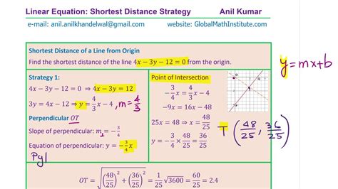 Find Shortest Distance Of A Line From The Origin Strategies From Anil