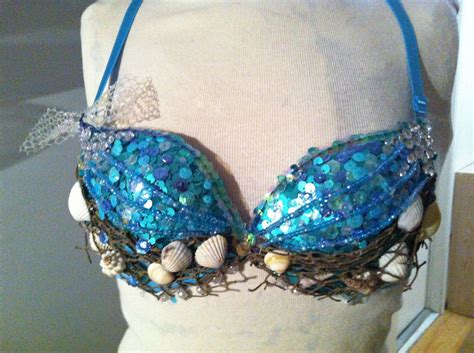 Glittering Mermaid Bra Wshells And Sequins 6000 Via Etsy Mermaid Bra Mermaid Halloween