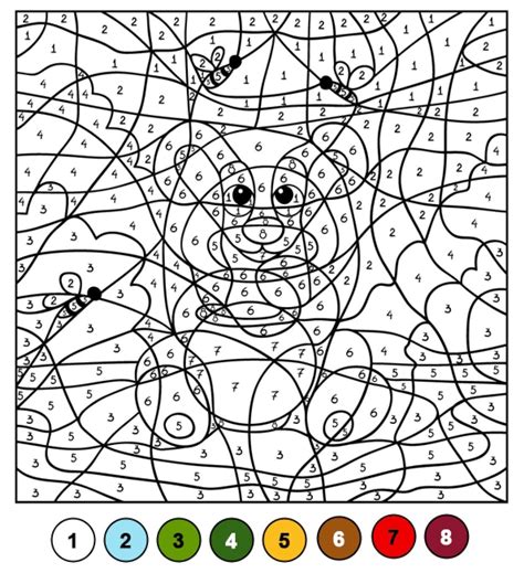 Bear Color By Number to Print - Download, Print Now!