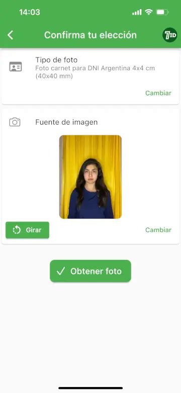 Aplicación para fotos carnet de DNI y pasaporte de Argentina