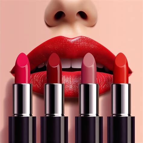 Premium Photo Red Lipstick Makeup Mockup With Womans Lips