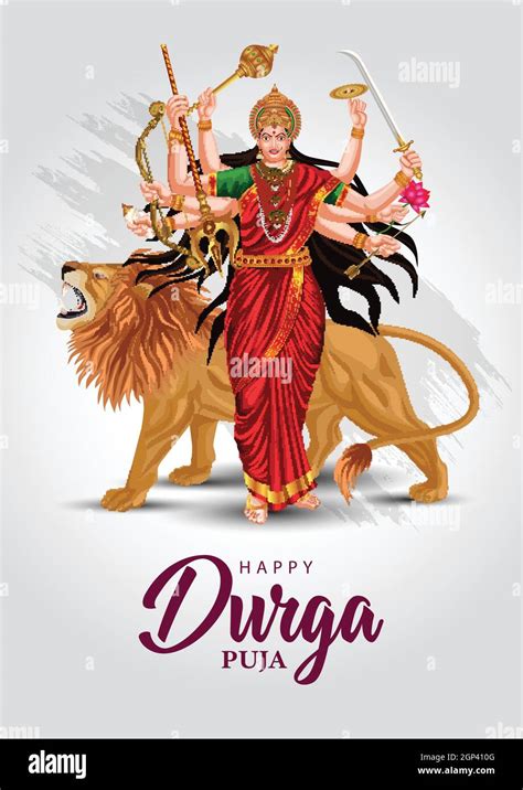 Indian God Happy Durga Puja Subh Navratri Background Vector