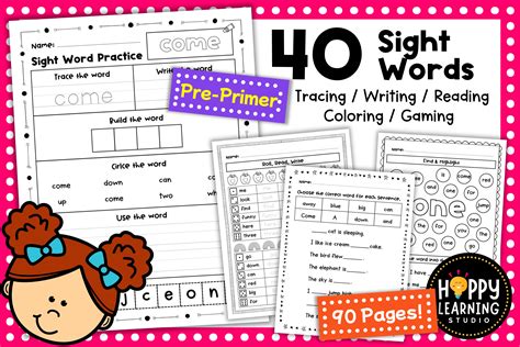 Sight Word Full Practice Pre Primer Graphic By Nj Studio Creative