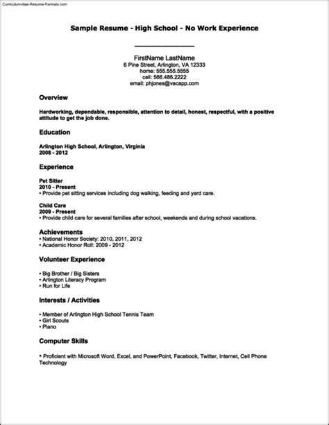 Resume With No Experience Template Free Samples Examples And Format