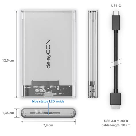 Deleycon Usb C Festplattengeh Use Zoll Usb Gen Externes