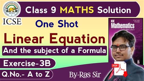 Icse Class Linear Equations The Subject Of Changing Of Formula