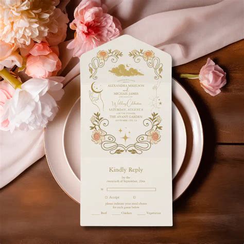 Vintage Mystical Botanical Wedding All In One Invitation Zazzle