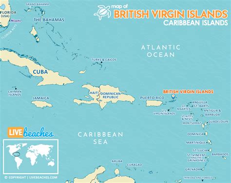 Map of British Virgin Islands - Live Beaches