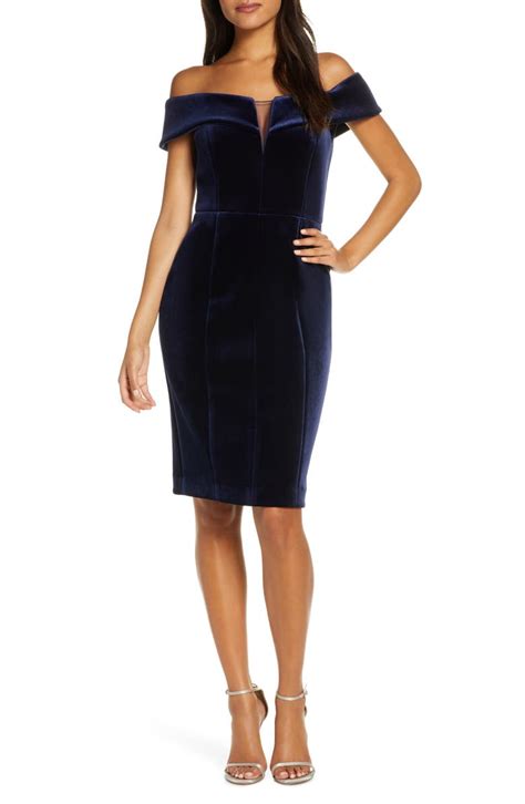 Vince Camuto Off The Shoulder Velvet Sheath Dress Nordstrom