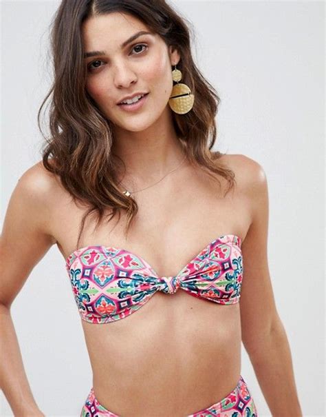 Asos Design Asos Design Mix And Match Knot Front Bandeau Bikini Top