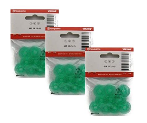 Viking Husqvarna 30 Green Bobbins 4131825 45 4125615 45 For Categories 5 6 7 With Thread Hole