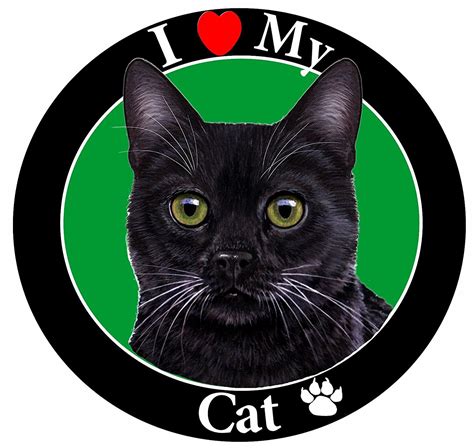 I Love My Black Cat Car Magnet With Realistic Looking Black Cat