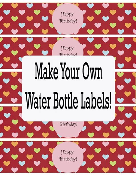 water bottle labels free printables party ideas - items similar to gimp ...