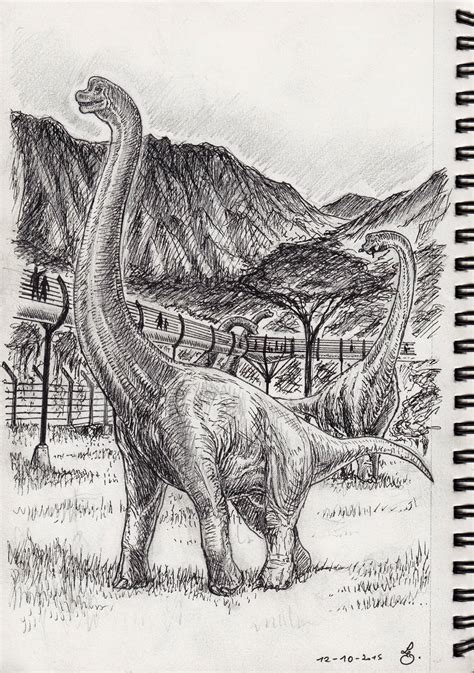 Inktober 12- Brachiosaurus walk at Jurassic World by SpinoJP on DeviantArt