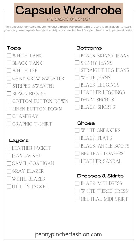 Capsule Wardrobe Checklist 30 Basics Penny Pincher Fashion Blog