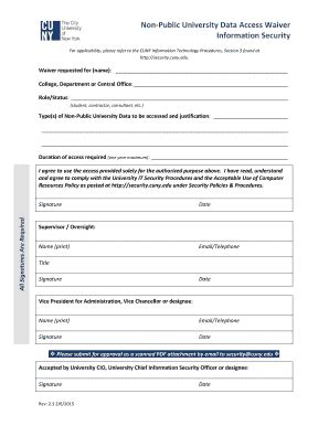 Fillable Online Cuny Non Public University Data Access Waiver Form