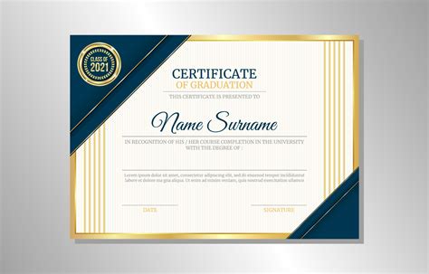 Gold Blue Graduation Certificate Layout Concept Vector Art At