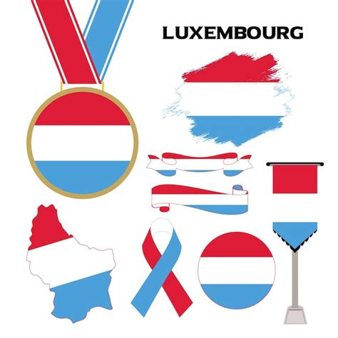 Elementen Collectie Met De Vlag Van Luxemburg Ontwerpsjabloon