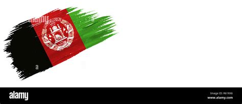 Brushes Painted Flag Hand Drawn Style Flag Of Afghanistan Isolated On