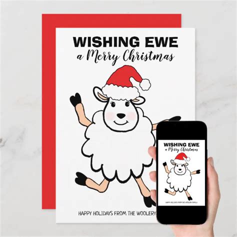 Funny Sheep Santa Wishing Ewe Merry Christmas Holiday Card Zazzle