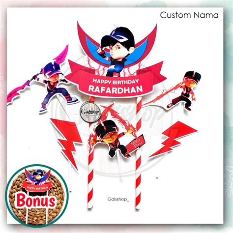 Jual Custom Nama Foto Toppercake Plus Boboiboy Halilintar Hiasan Kue