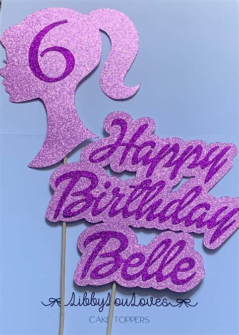 Personalised Barbie Themed Cake Topper Etsy