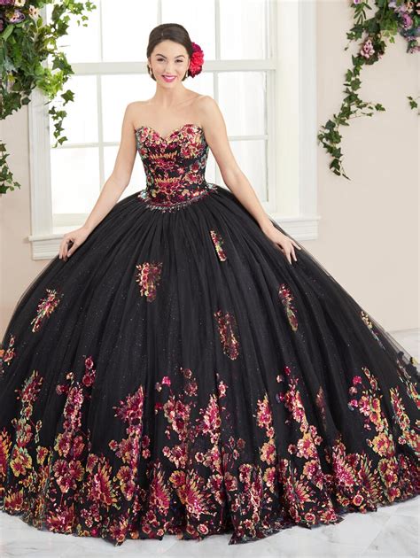 French Novelty House Of Wu Sequin Floral Quinceanera Dress