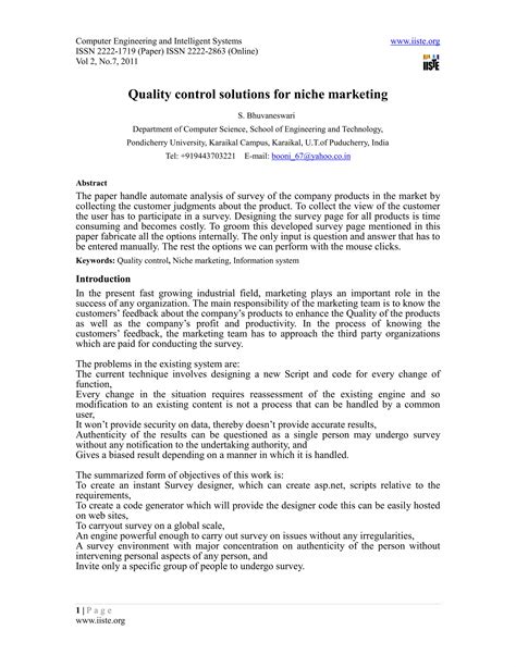 11 0001www Iiste Org Call For Paper Quality Control Solutions For