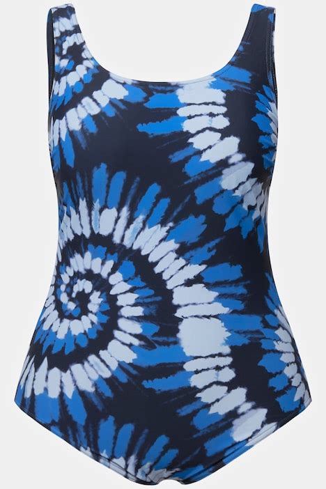 Tie Dye Tank One Piece Swimsuit Navy Blue Ulla Popken