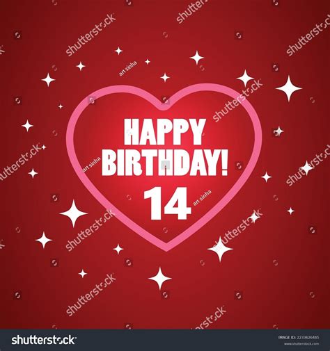 Cartoony Happy 14th Birthday Wish Greeting Stock Vector Royalty Free