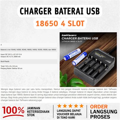 Jual Charger Baterai USB Lithium 18650 4 Slot Black Shopee Indonesia