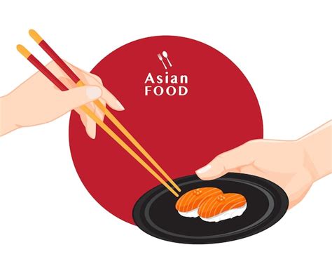 Premium Vector Sushi And Chopsticks Japanese Food Illustration For