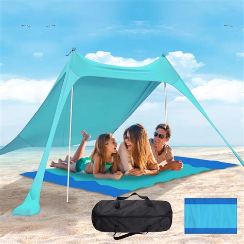 Beach Tent Sun Shelter,Beach Canopy Outdoor Beach Shade with Beach ...