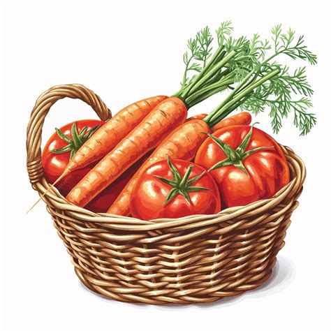 Premium Vector Vector Wicker Basket Of Fresh Vegetables