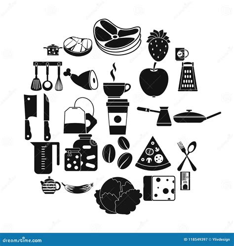 Culinary Icons Set Simple Style Stock Vector Illustration Of Fork