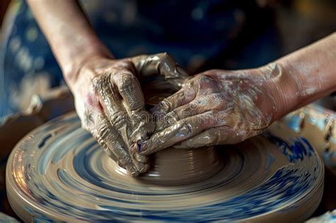 Person Making A Pot On A Potters Wheel Stock Illustration