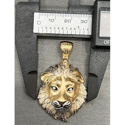 10k Yellow Gold Diamond Lion 3D Pendant/ Men's Lion Pendant/ Handmade ...