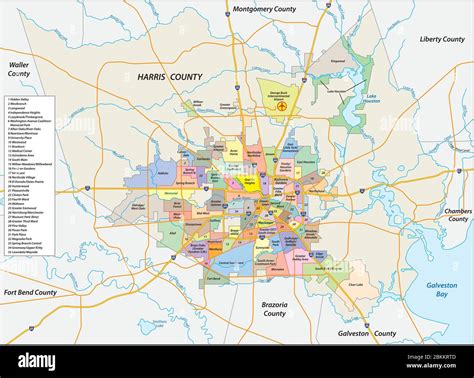 Vector Neighborhood Map Of The Texas City Of Houston United States