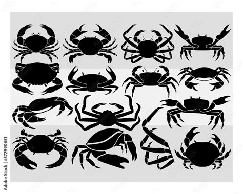 Crab SVG, Crab Silhouette Svg, Seafood svg, Silhouette Svg Cut File Svg ...