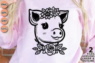 Pig With Flower Crown Svg Spring Floral Graphic By Lastwizard Shop