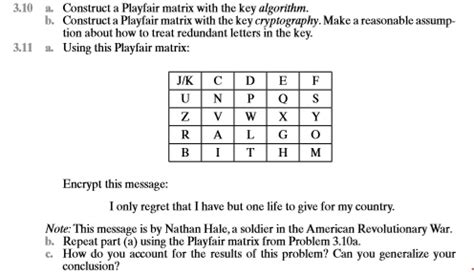 A Construct A Playfair Matrix With The Key Algorithm B