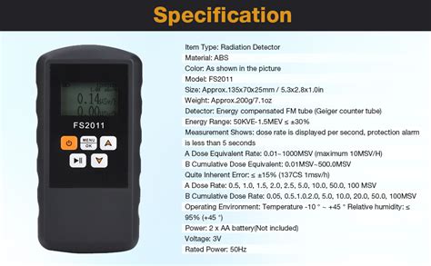 FS2011 Nuclear Radiation Detector β γ χ Ray Gamma Radiation Survey