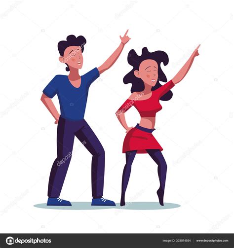 Pareja Joven Bailando Danza Club Vector De Ilustraci N Estilo De