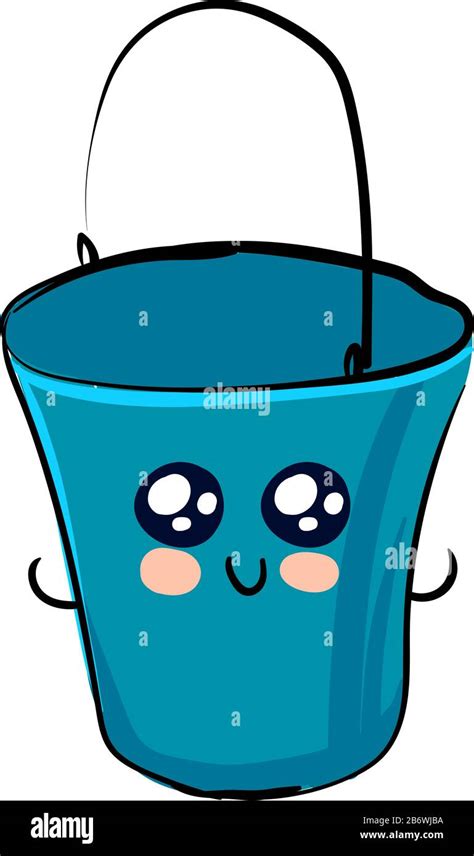 Cute blue bucket, illustration, vector on white background Stock Vector ...