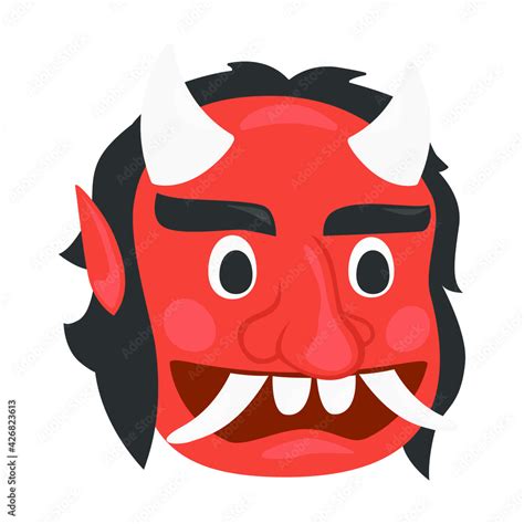 Ogre Emoji Icon Illustration Red Monster Vector Symbol Emoticon Design