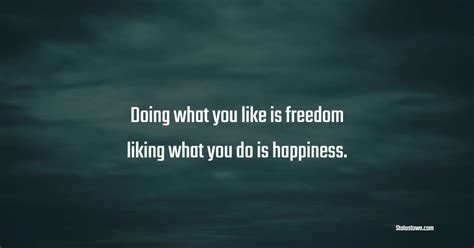 Doing What You Like Is Freedom Liking What You Do Is Happiness