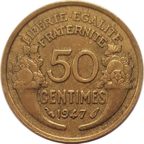 FRANCE 50 CENTIMES MORLON 1947 TTB BRONZE ALUMINIUM Gonçalves Lobo